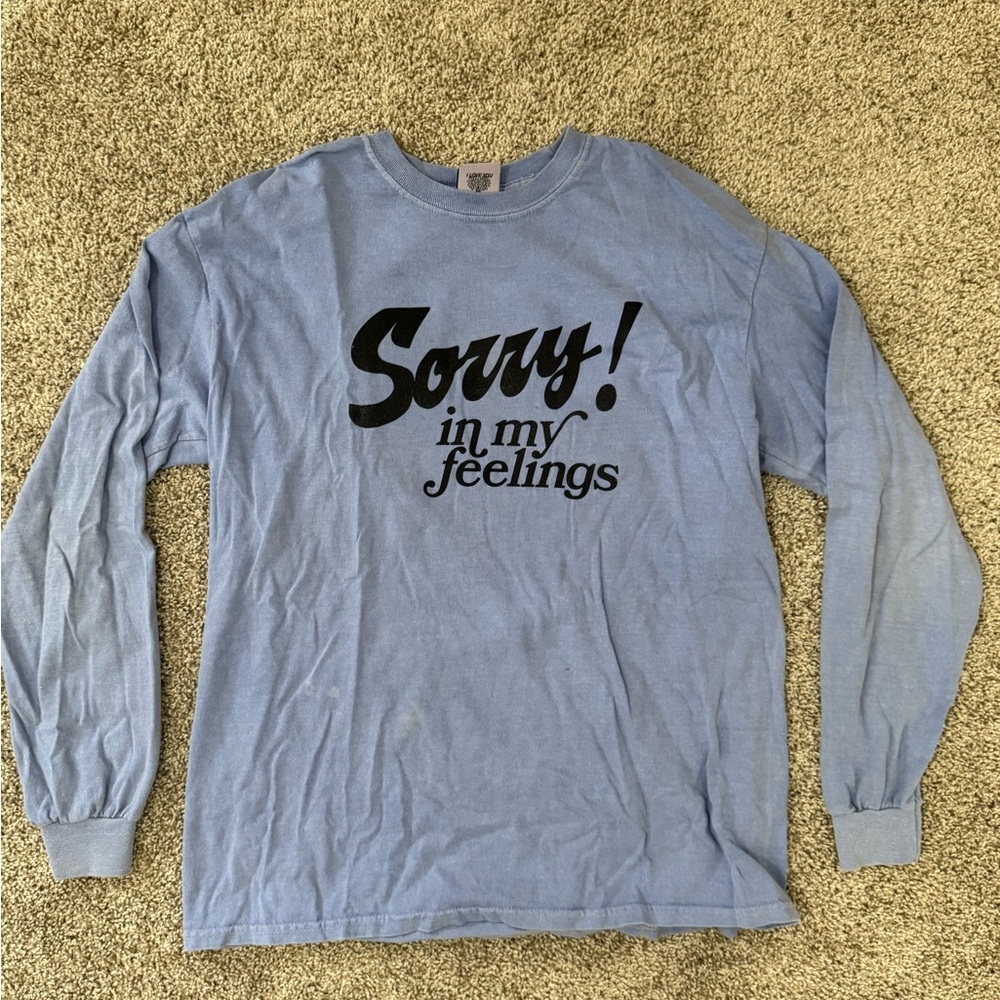 LONELY GHOST Light Blue Sorry Graphic Long Sleeve Tee